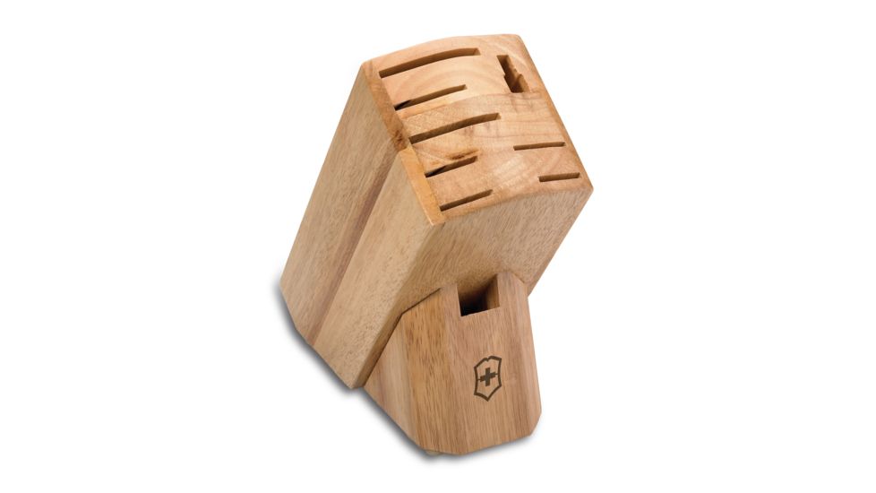 Victorinox 9-Slot Hardwood Block holds 7 knives kitchen shear and steel w/ Cross &amp; Shield Logo 41499L