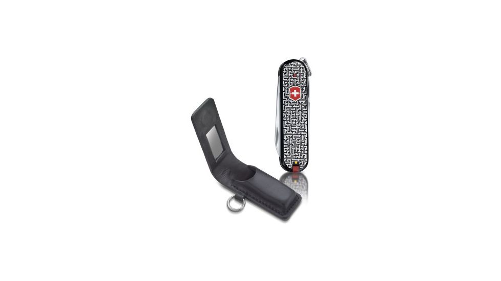 Victorinox Classic SD- Limited Edition w/ Leather Mirrored Pouch, Labyrinth / Black Pouch 58229