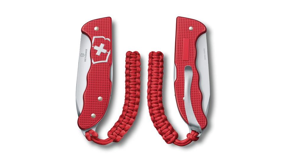 Victorinox Hunter Pro Alox Folding Knife with Clip and Paracord, Red, 130mm 0.9415.20