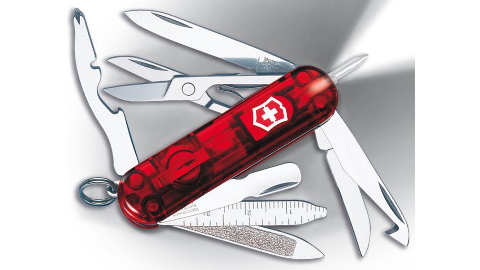 Victorinox Midnite MiniChamp Swiss Army Knives, Colors Victorinox Midnite MiniChamp Translucent Swiss Army Knives Ruby