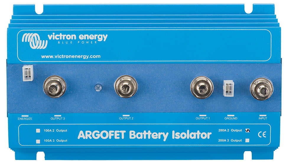Victron Energy Argo FET Battery Isolator, 200 amps, 2 Batteries, Blue, ARG200201020R