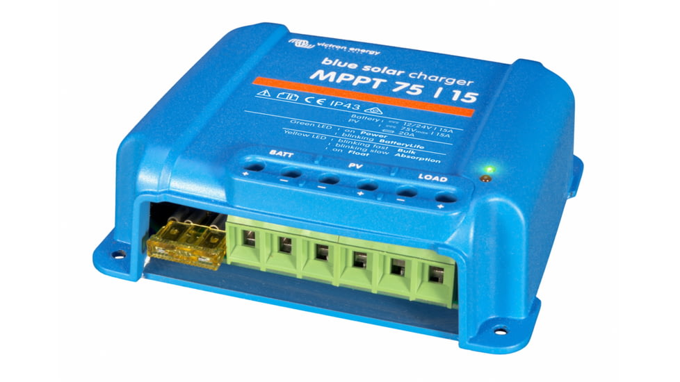 Victron Energy BlueSolar MPPT Charge Controller, 75V, 15 amps, Blue, SCC010015050R