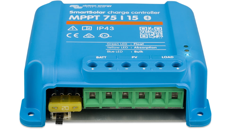 Victron Energy SmartSolar MPPT Charge Controller, 75V, 15 amps, Blue, SCC075015060R
