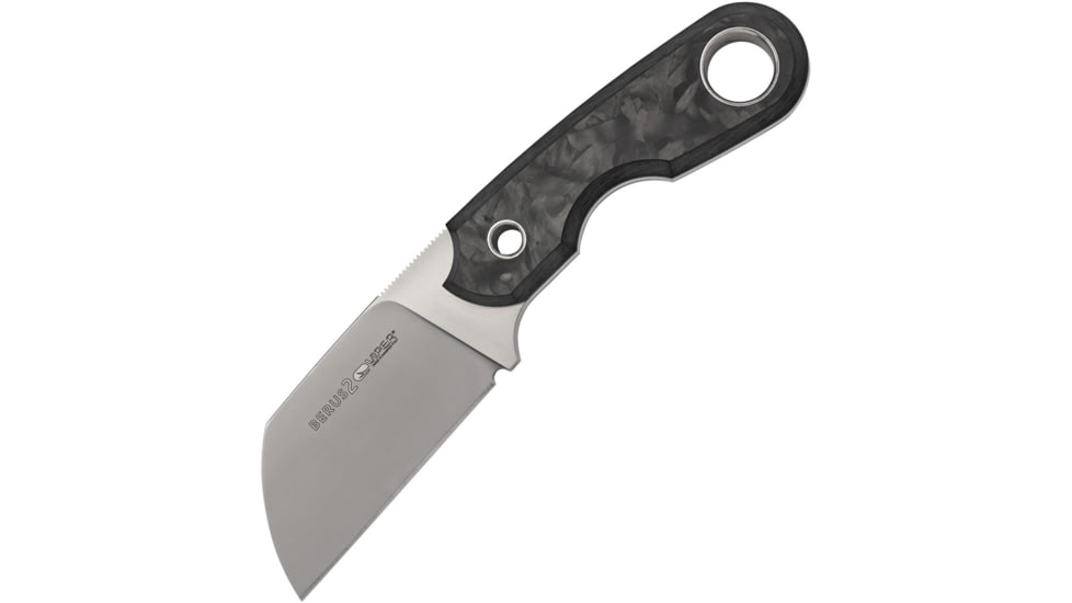 Viper Berus 2 Fixed Blade CF Knife, 2.5 satin finish Bohler M390 stainless sheepsfoot, Marbled carbon fiber handle, VT4014FCM