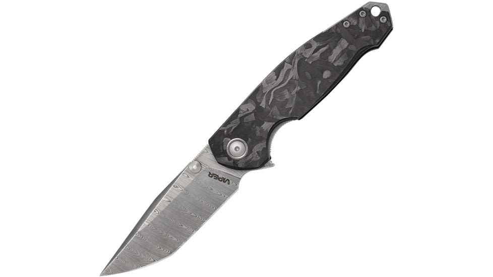 Viper Katla Damascus Folding Knife by Jesper Voxnaes, 3.25in, Damascus Steel Blade, Carbon Fiber Handle, VA5980FCM
