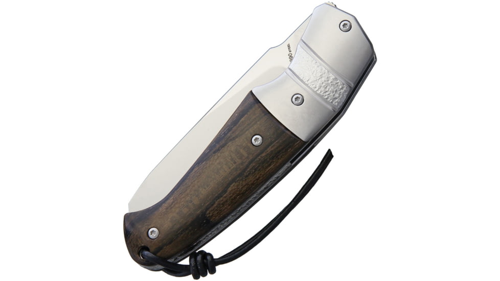 Viper Novis Linerlock Folding Knife, 4in Closed, 3in Satin Bohler M390 SS Blade, Ziricote Wood Handle, SS Bolster, Black Leather Pouch, V5974ZI