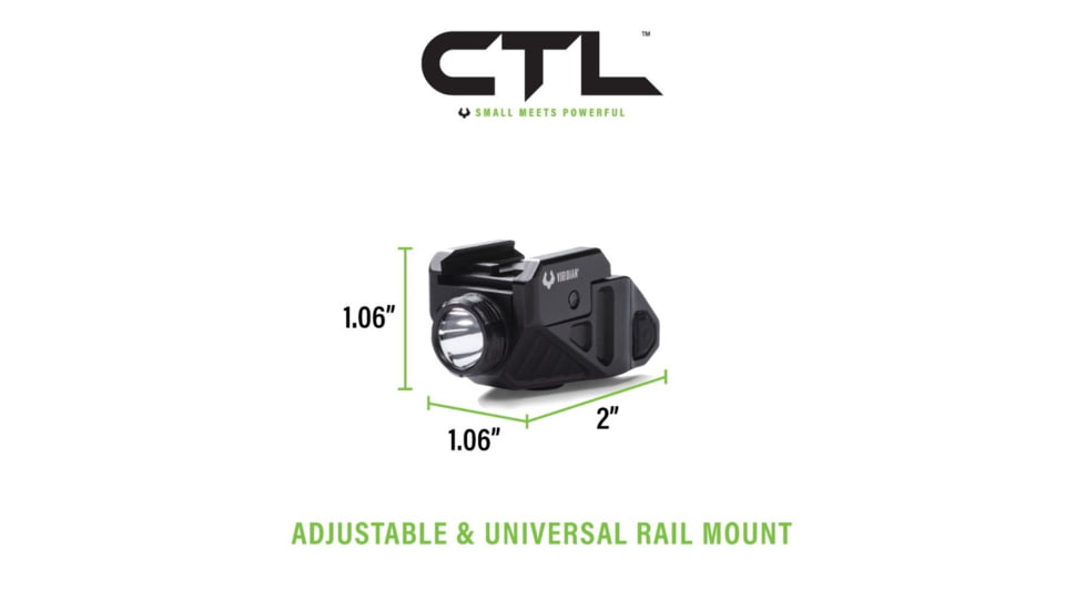 Viridian Weapon Technologies CTL Custom 580 Lumen LED Tactical Light w/ INSTANT-ON &amp; SafeCharge Power Bank, Lithium Ion, Black, 930-0043