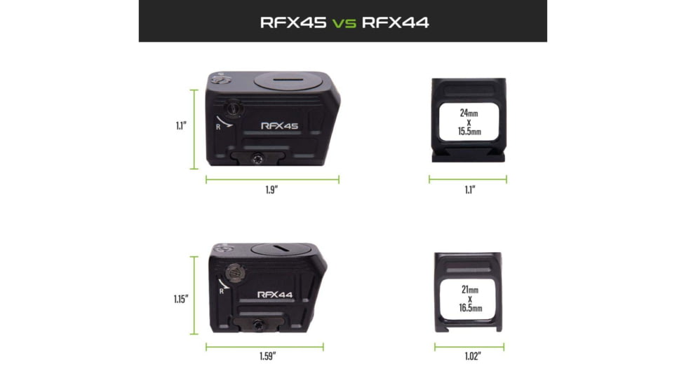 Viridian Weapon Technologies RFX44 Compact Green Dot Reflex Sight, 5 MOA Green Dot Reticle, Picatinny High Mount for 1/3 Co-Witness, Black, 981-0113