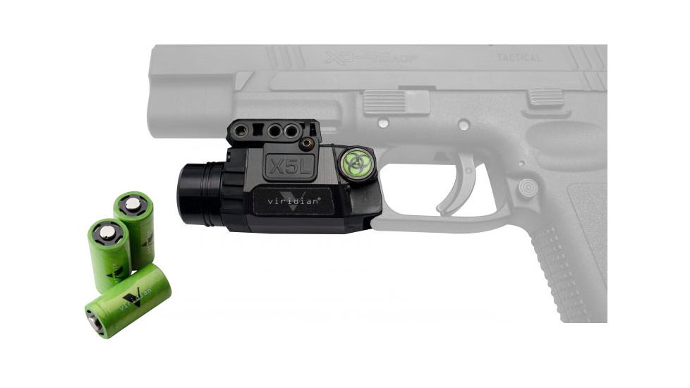Viridian Zombie Edition Universal Fullsize Green Laser Sight w/ Tactical Light X5L-Z &amp; Viridian CR123 3V Lithium Tactical Energy Battery VIR-CR123-3