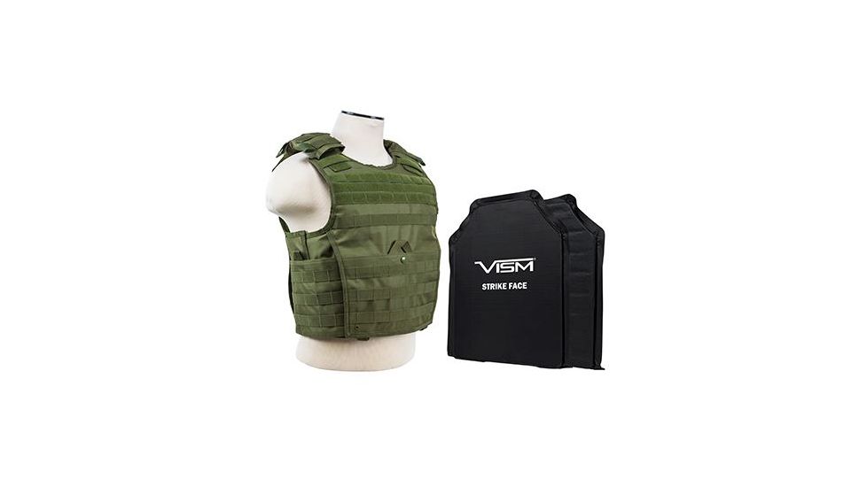 Vism 2963 Series Expert Plate Carrier includes two of the Larger BSC1114 Soft Ballistic Panels, Green BSLCVPCVX2963G-A