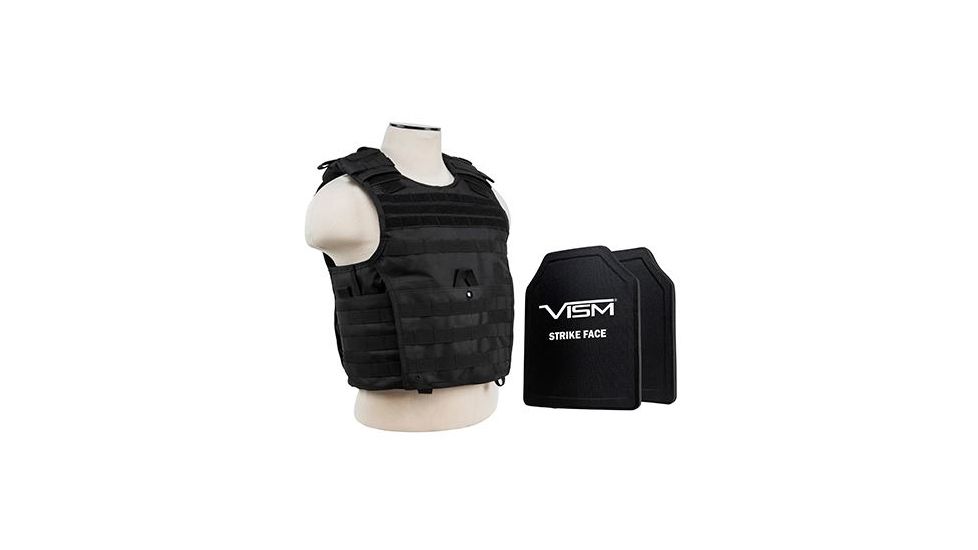 Vism 2963 Series Expert Plate Carrier includes two BPC1012 PE Ballistic Hard Plates, Black BPCVPCVX2963B-A