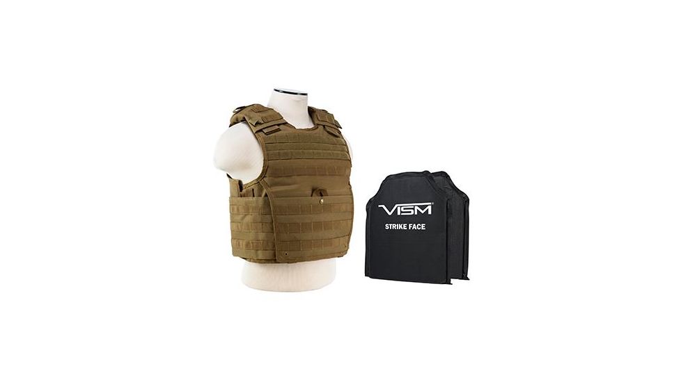 Vism 2963 Series Expert Plate Carrier includes two BSC1012 Soft Ballistic Panels - Shooters Cut, Tan BSCVPCVX2963T-A