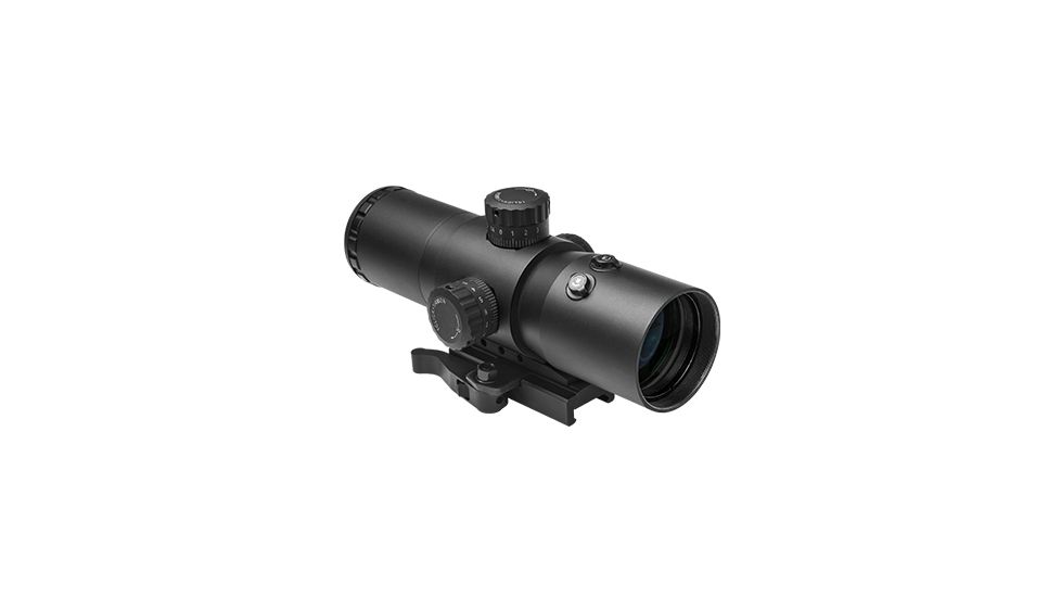 VISM CBT Series 3.5X40 Prismatic Scope/Built In Red Laser/Blue Ill./Mil Dot/Green Lens, BLACK VCBTREM3540G
