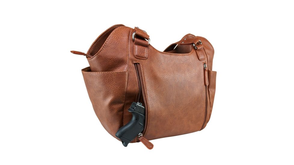 Vism Concealed Carry Quilted Hobo Bag, Brown, Large, BWL002