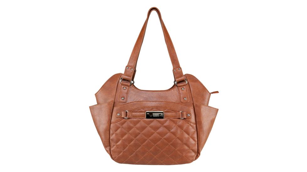 Vism Concealed Carry Quilted Hobo Bag, Brown, Large, BWL002