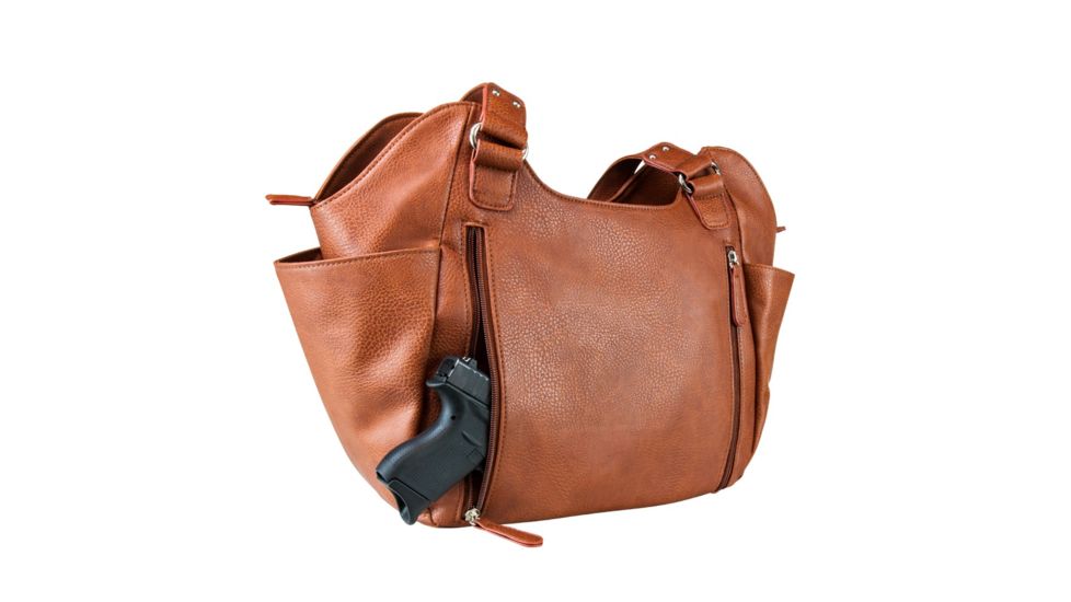 Vism Concealed Carry Quilted Hobo Bag, Brown, Large, BWM002