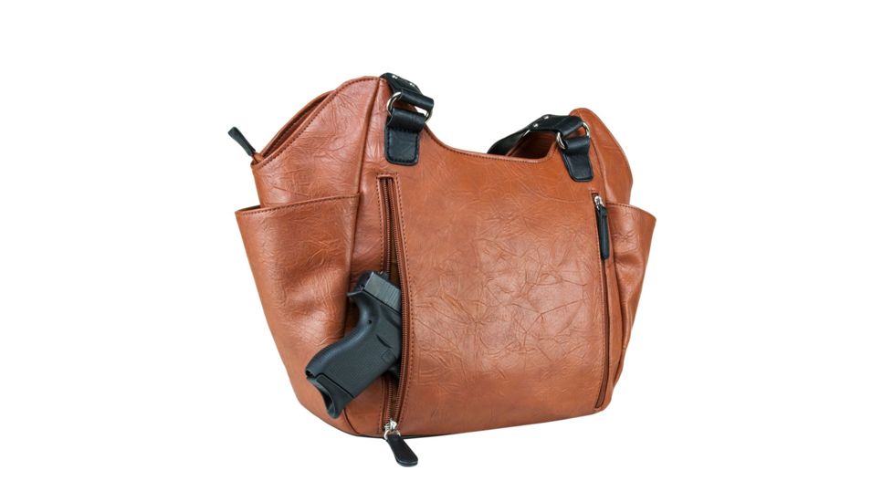 Vism Concealed Carry Quilted Hobo Bag, Brown w/Black, Large, BWM003