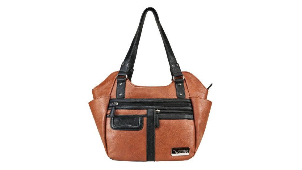 Vism Concealed Carry Quilted Hobo Bag, Brown w/Black, Large, BWM003