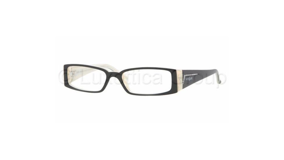 Vogue VO2557B SV Prescription Eyeglasses, Black Top On Horn Beige Frame / 49 mm Prescription Lenses, 1345-4915
