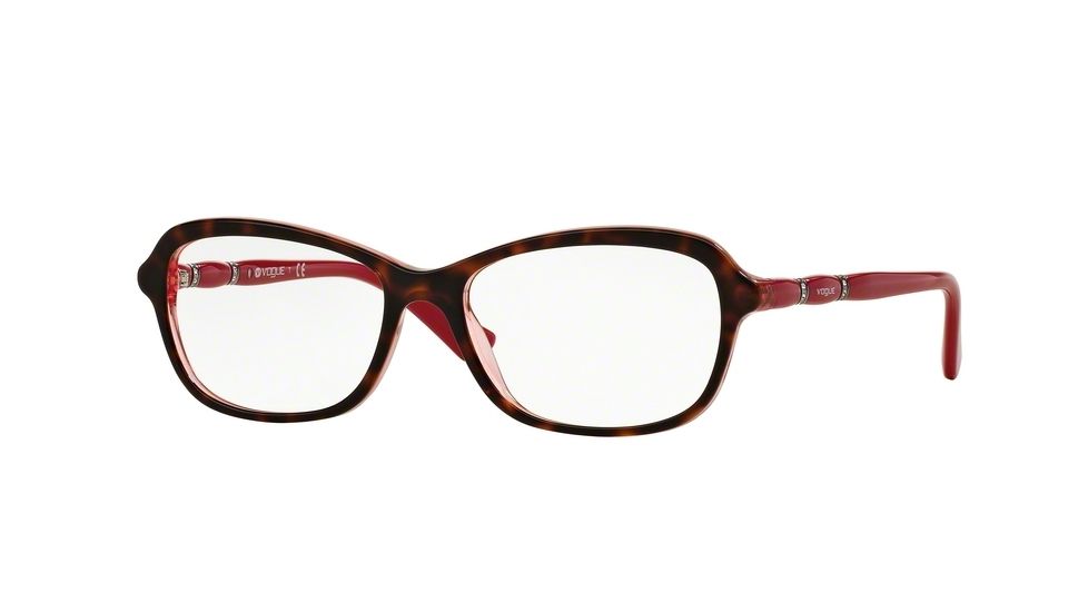 Vogue VO2999BF Single Vision Prescription Eyeglasses 2343-54 - Top Dark Havana/pink Crystal Frame
