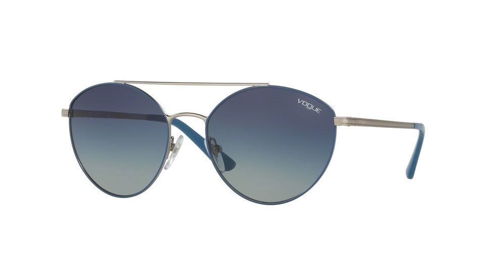 Vogue VO4023S Sunglasses 50254L-56 - Matte Blue/silver Frame, Light Grey Gradient Dark Blue Lenses