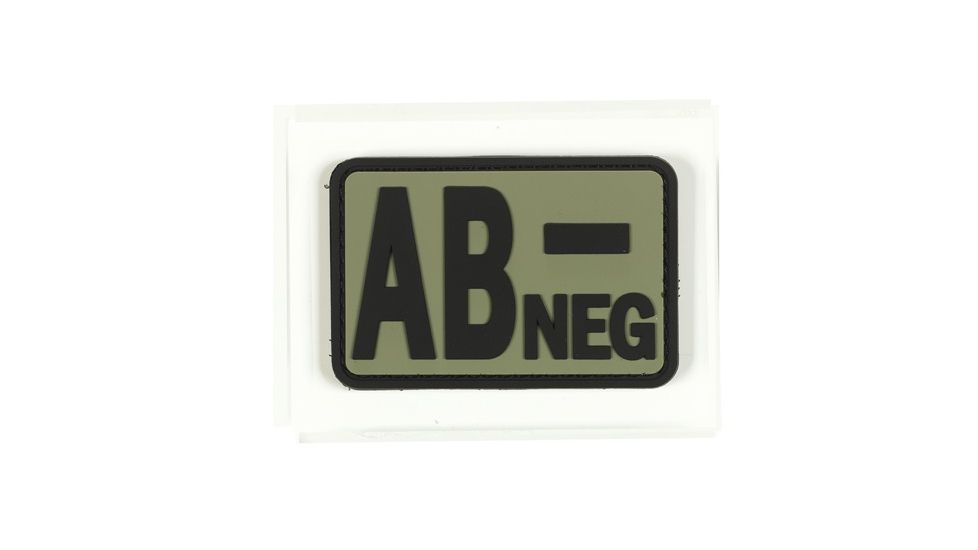 Voodoo Tactical Blood Type Rubber Patch, AB-, OD Green, 07-0998004000
