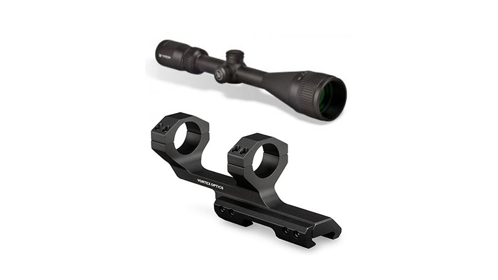 Vortex Crossfire II AO 4-12x50 mm Rifle Scope, 1 in Tube, SFP, Black, Hard Anodized, Non-Illuminated Dead-Hold BDC Reticle, MOA Adjustment, w/ 1in Cantilever Mount, 2in Offset, CF2-31023-KIT1
