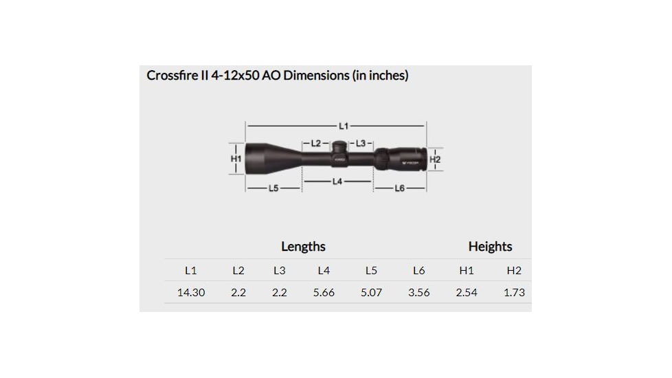 Vortex Crossfire II AO 4-12x50mm Rifle Scope, 1in Tube, Second Focal Plane, Black, Hard Anodized, Non-Illuminated Dead-Hold BDC Reticle, MOA Adjustment, CF2-31023