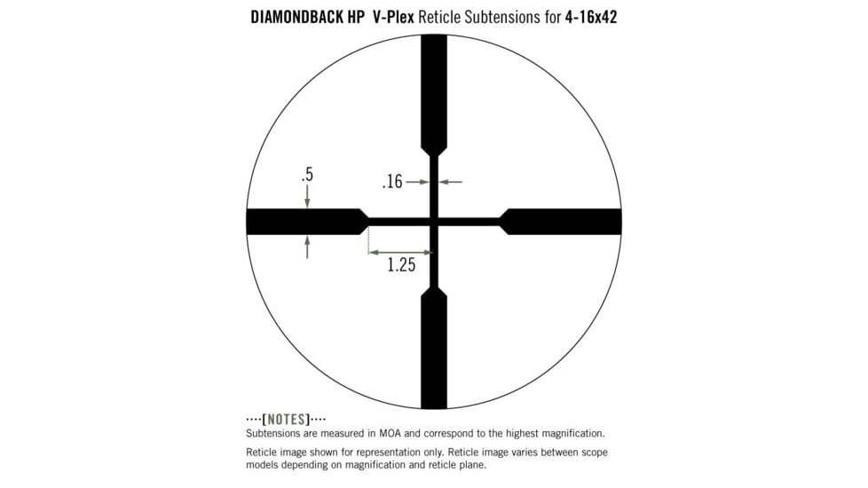 OpticsPlanet Exclusive Vortex Diamondback HP 4-16x42mm Rifle Scope, 1in Tube, Second Focal Plane, V-Plex Reticle, Matte, Hard Anodized, Black, DBK-10021