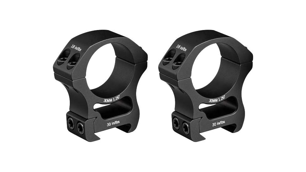 Vortex Pro Series 30mm Rifle Scope Rings, Weaver/Picatinny, High Height, 1.26 inch, Black, PR30-H