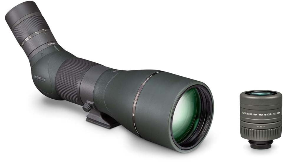 Vortex Razor HD 27-60x85 Spotting Scope, Angled, 85mm with 22x Reticle Spotting Scope Eyepiece