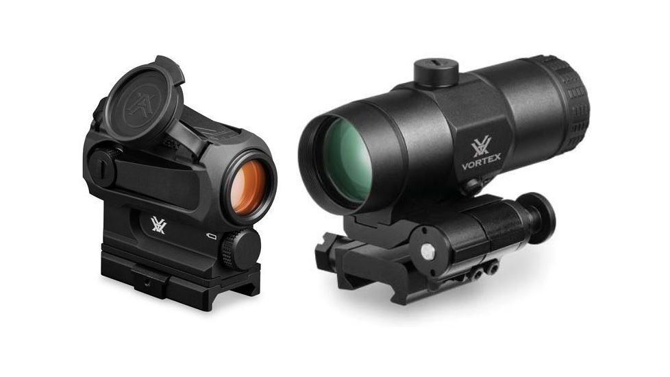 Vortex SPARC AR 1x22mm 2 MOA Red Dot Sight, AAA Battery w/ 3x Magnifier and Flip Mount, Black