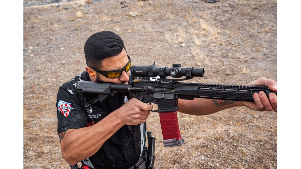 Vortex Strike Eagle 1-8x24 mm Rifle Scope, 30 mm Tube, Second Focal Plane, Black, Matte Anodized, Red AR-BDC3 Reticle, MOA Adjustment, SE-1824-2