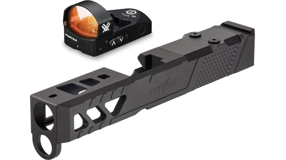 Vortex Venom Red Dot Sight, 1x26.5mm, 3 MOA Dot Reticle, Black and TRYBE Defense Pistol Slide, Glock 26, Gen 3/4, Venom Cut, Version 2, Black Cerakote