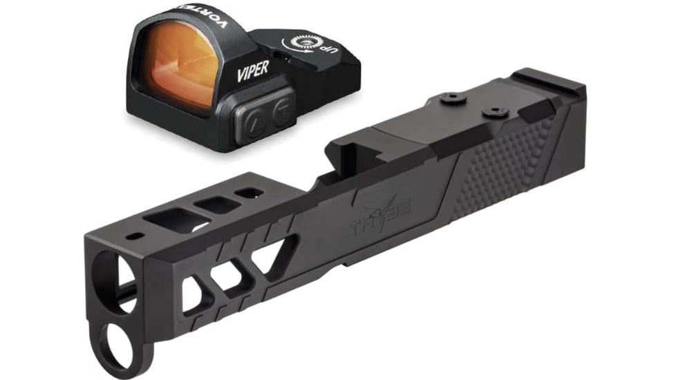 Vortex Viper 1x24mm 6 MOA Red Dot Sight, Black, Viper Red Dot and TRYBE Defense Pistol Slide, Glock 26, Gen 3/4, Viper Cut, Version 2, Black Cerakote