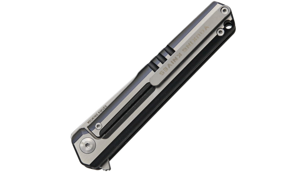 Vouking Knives T01 Framelock Folding Knife, 4.25in Closed, 3.5in Satin Bohler M390 SS Drop Point, Bead Blast Finish Titanium Handle, Pocket Clip, T01BLS