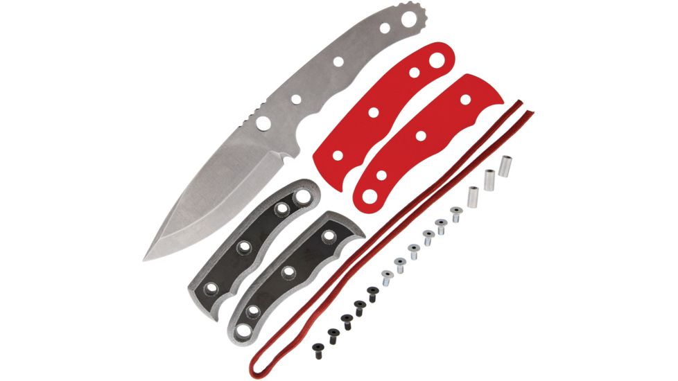 Vulture Equipment Works Cholera Fixed Blade Knife Kit,4.25in 154CM Steel Blade w/Blanks,Red G10 Liners,Micarta Handles,Pins,Screws, VEW-FBC-MK2-KIT
