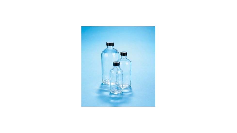 VWR Boston Round Bottles, Clear, Narrow Mouth VW5110120V26 Convenience Packs With Caps Attached