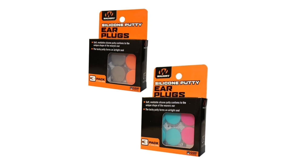 Walkers Silicon Putty Ear Plugs, 32 dB NRR, Orange/Flat Dark Earth, 3 Pair, GWP-SILPLG-OFDE