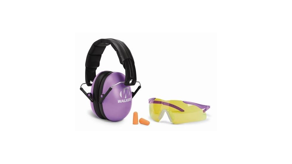 Walker's Youth &amp; Women Earmuffs and Shooting Glasses Kit, Purple, GWP-YWFM2GFP-PU