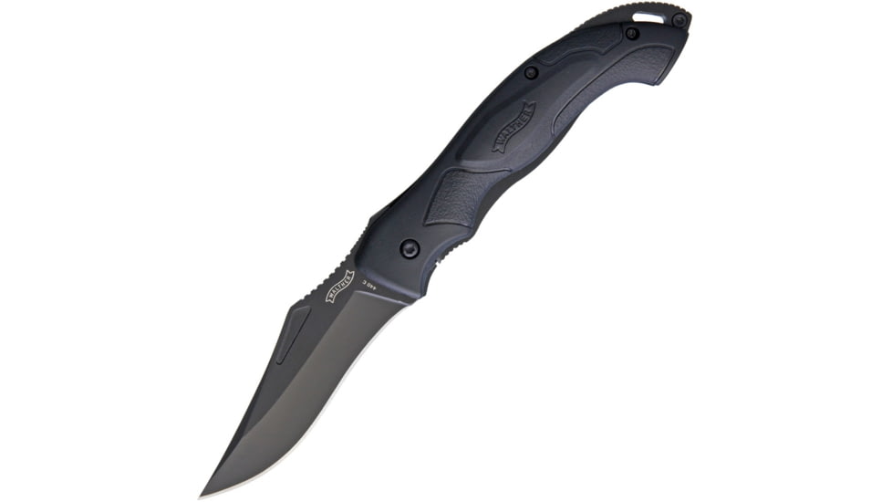Walther TFK IV Framelock Folding Knife, 5.25in Closed, 3.5in Black 440C SS Blade, Black Nylon Handle With Black SS Back Handle, Pocket Clip, Black Nylon Belt Sheath, Black, 5.0778-US