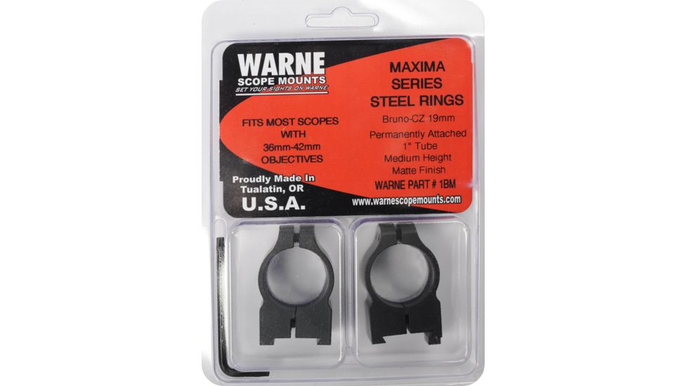 Warne Maxima Steel Rings, 1in, CZ 550 19mm Grooved Receiver, PA, Medium - Matte 1BM