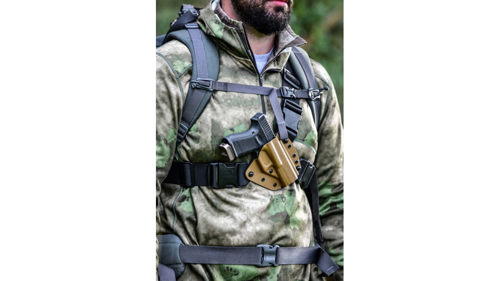 Warne Chest Rig Holster w/Quick Detach Clips, Coyote, Glock 34/35, 9355