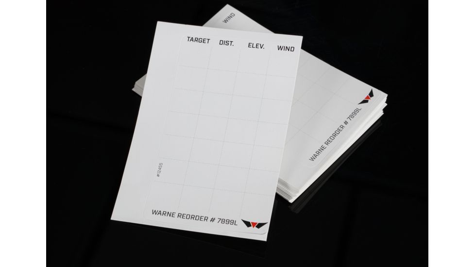 Warne Skyline One piece Precision Mount Data Card Label Refills, 50pk, 7899L