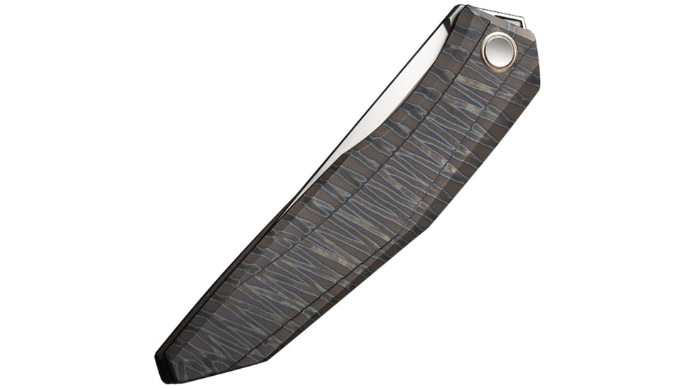 We Knife Co Ltd Cybernetic Flame Folding Knife, 5in Closed, 4in Bead Blast CPM-20CV SS Blade, Flame Anodized Titanium Handle, Nylon Case, WE22033-3