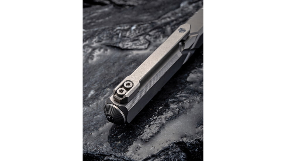 We Knife Co Ltd Tactical Pen, 5in Overall, Pocket Clip, Glass Breaker, Bolt Action Open/Close, Blue Plastic Storage Case, Titanium Construction, Gray, Gray, TP02C