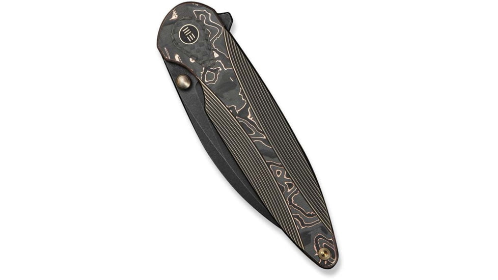 We Knife Co Ltd Weknife Zenthra Flipper &amp; Thumb Stud Knife Bronze / Black Titanium Handle With Copper Foil Carbon Fiber Inlay 3.3inch Black Stonewashed Bohler M390 Blade We24021c-3 - WE24021C-3