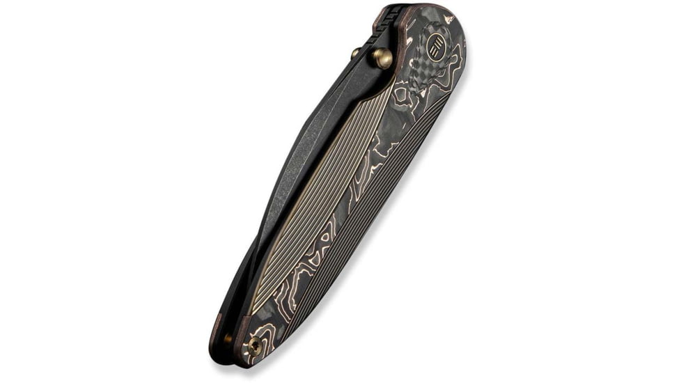 We Knife Co Ltd Weknife Zenthra Flipper &amp; Thumb Stud Knife Bronze / Black Titanium Handle With Copper Foil Carbon Fiber Inlay 3.3inch Black Stonewashed Bohler M390 Blade We24021c-3 - WE24021C-3