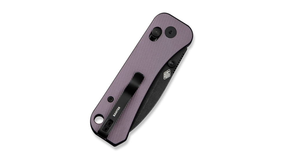 We Knife Co Ltd Banter 2 Folding Knife 2.87 in, CPM S35VN Steel, Black Stonewash Drop Point Blade, Aluminum Purple Handle, WE23075-2