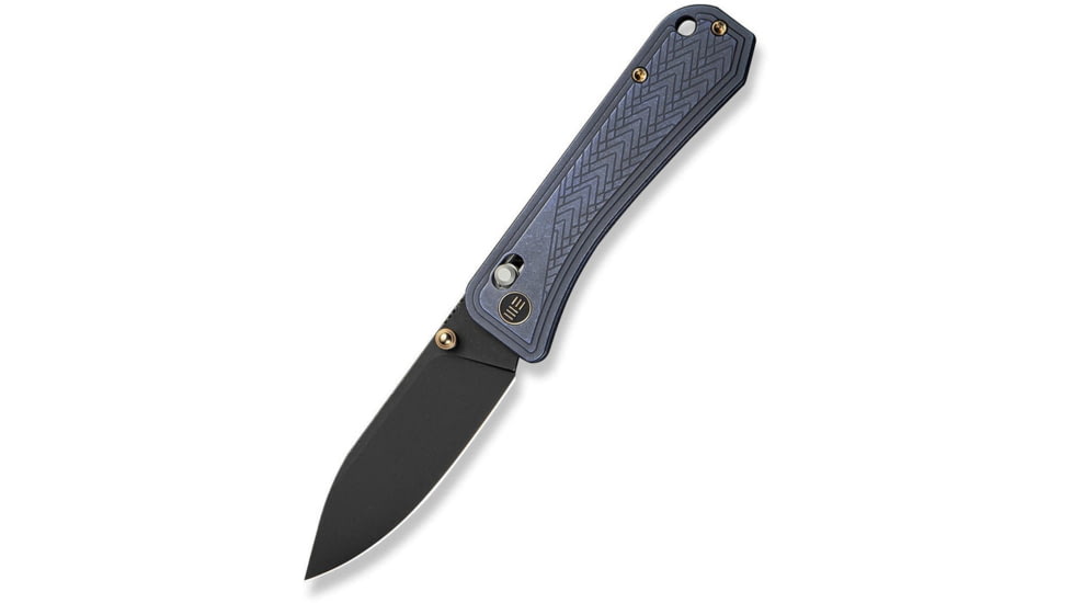 We Knife Co Ltd Weknife Bougie Banter Thumb Stud &amp; Crossbar Lock Knife Upscale Art Deco Styling On Blue Titanium Handle 2.91inch Black Stonewashed Cpm S45vn Blade We24009-1 - WE24009-1